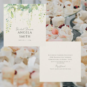 Invitation Carré de crème botanique pour la douche de mariée