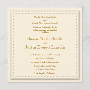 Invitation Carré de crème simple Elegance