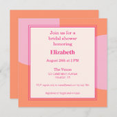 Invitation carré de douche nuptiale rose et orange (Devant / Derrière)