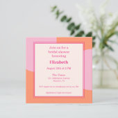 Invitation carré de douche nuptiale rose et orange (Debout devant)