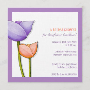 Invitation Carré de Fête de l'mariée orange violet simple Fle