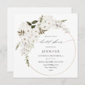 Invitation Carré de Fêtes des mariées florales de Boho blanc (Devant / Derrière)