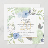 Invitation Carré de fleurs bleues (Devant / Derrière)