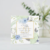 Invitation Carré de fleurs bleues (Debout devant)