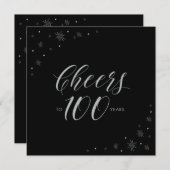 Invitation Carré de la fête du 100e anniversaire Silver & Bla (Devant / Derrière)