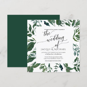 Invitation Carré de la guirlande d'aquarelle de mariage de