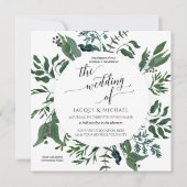 Invitation Carré de la guirlande | d'aquarelle de mariage de (Devant)