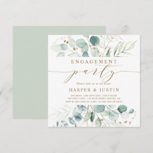 Invitation Carré de la partie de l'engagement botanique en or
