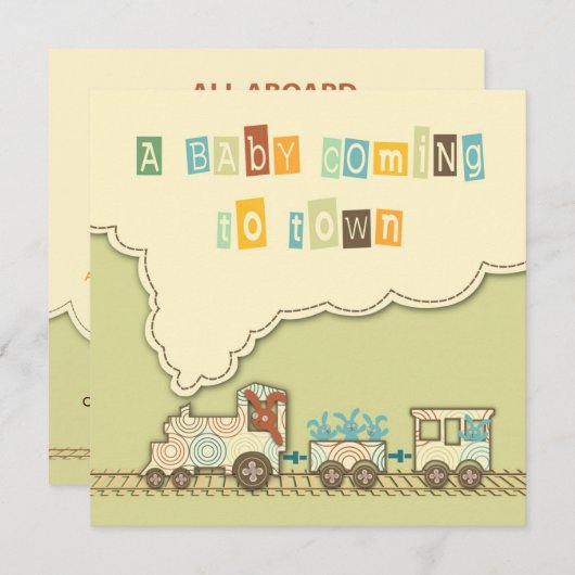 Invitation Carré de l'invitation du train Choo Choo (Devant / Derrière)