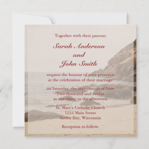 Invitation Carré de mariage de plage - Rocky Beach