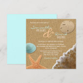 Invitation Carré de plage de sable et de coquillages Faire-pa (Devant / Derrière)