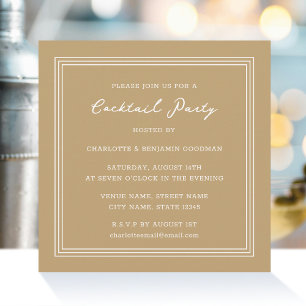 Invitation Carré de sable doré pour soirée cocktail classique