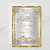 Invitation Carré de tiare Pearl Gold White Quinceanera (Devant)