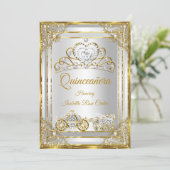 Invitation Carré de tiare Pearl Gold White Quinceanera (Debout devant)