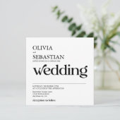 Invitation Carré de typographie moderne Photo Mariage blanc (Debout devant)