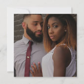 Invitation Carré de typographie moderne Photo Mariage blanc (Dos)