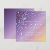 Invitation Carré Diamond Spider Web Halloween Party (Devant / Derrière)