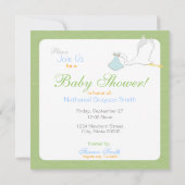 Invitation Carré d'invitation de Baby shower de cigogne (Dos)