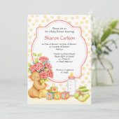 Invitation Carré d'invitation de douche de bouquet de bébé (Debout devant)