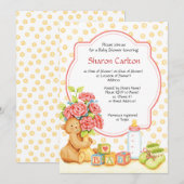 Invitation Carré d'invitation de douche de bouquet de bébé (Devant / Derrière)