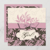 Invitation Carré d'invitation pour bébés papillon (Devant / Derrière)