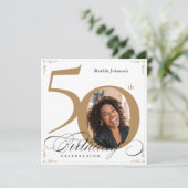 Invitation Carré d'or blanc 50e anniversaire Calligraphie (Debout devant)
