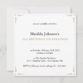 Invitation Carré d'or blanc 50e anniversaire Calligraphie (Dos)