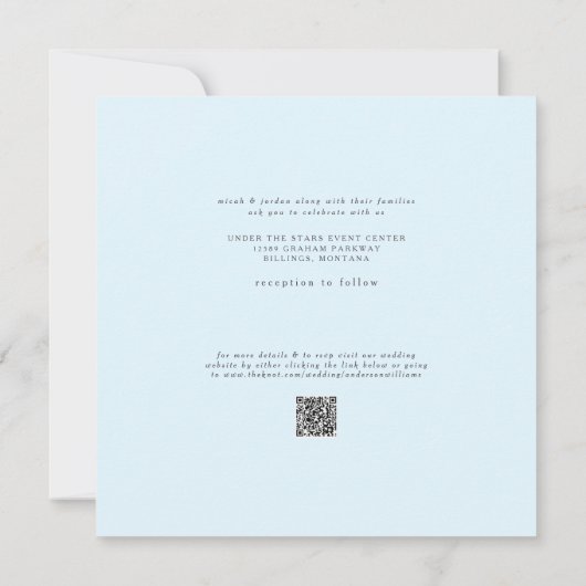 Invitation Carré élégant et simple moderne Ice Blue Mariage (Dos)
