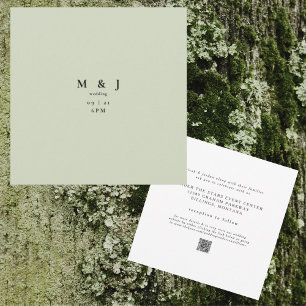 Invitation Carré élégant et simple moderne Moss Green Mariage