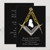 Invitation Carré et boussole tirés à la main (Devant / Derrière)