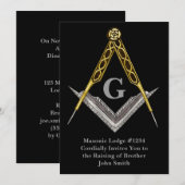 Invitation Carré et boussole tirés par la main (Devant / Derrière)