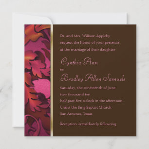 Invitation Carré Fabulous Foliage rose rouge