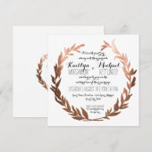 Invitation Carré Faux Cuivre Laurel Wreath Olive Leaf Branche (Devant / Derrière)