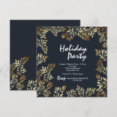 Invitation Carré Feuille d'or (Devant / Derrière)