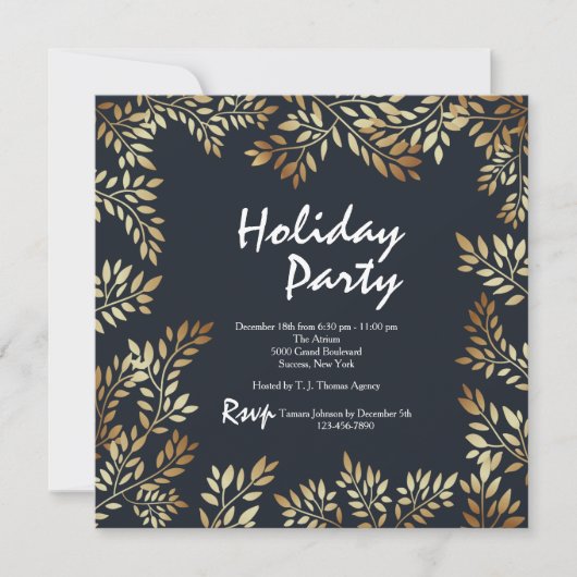 Invitation Carré Feuille d'or (Devant)