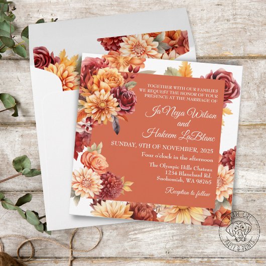 Invitation Carré floral d'automne