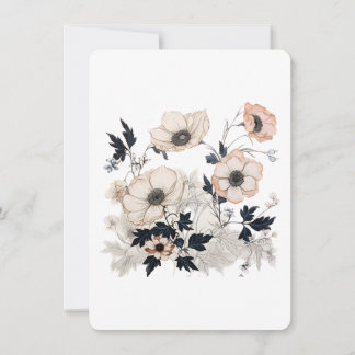 Invitation Carré floral, design d'art nordique, pastels doux