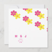 Carré floral rétro rose et Mariage jaune