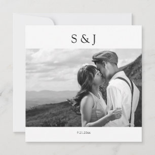 Invitation Carré géométrique noir et blanc Photo 2 Mariage