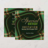 Invitation Carré Green Gold Tartan (Devant / Derrière)