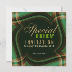 Invitation Carré Green Gold Tartan