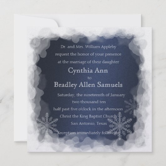 Invitation Carré Icy Frame de neige (Devant)