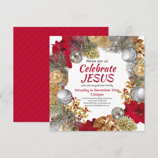 Invitation Carré JÉSUS JÉSUS FÊTE DE NOËL (Devant / Derrière)