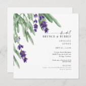 Invitation Carré Lavender Bridal Brunch & Bubbly Douche (Devant / Derrière)