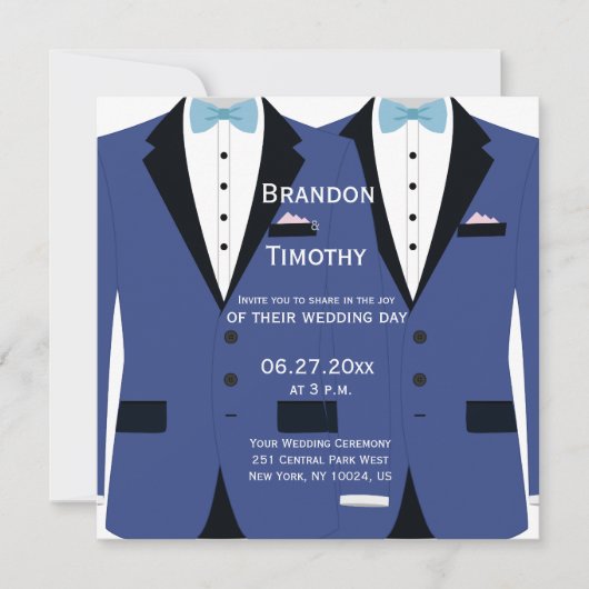 Invitation Carré Light Blue Gay Wedding Invite (Devant)