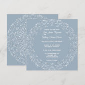 Invitation carré mandala bleu poussiéreux et blanc (Devant / Derrière)