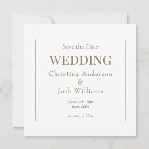 Invitation Carré mariage blanc Enregistrer la date