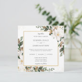 Invitation Carré Mariage chic Magnolia Floral Greenery (Debout devant)