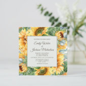 Invitation Carré Mariage des tournesols Eucalyptus (Debout devant)