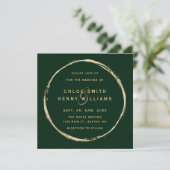 Invitation Carré Mariage du Cercle d'or rustique Forest Green (Debout devant)